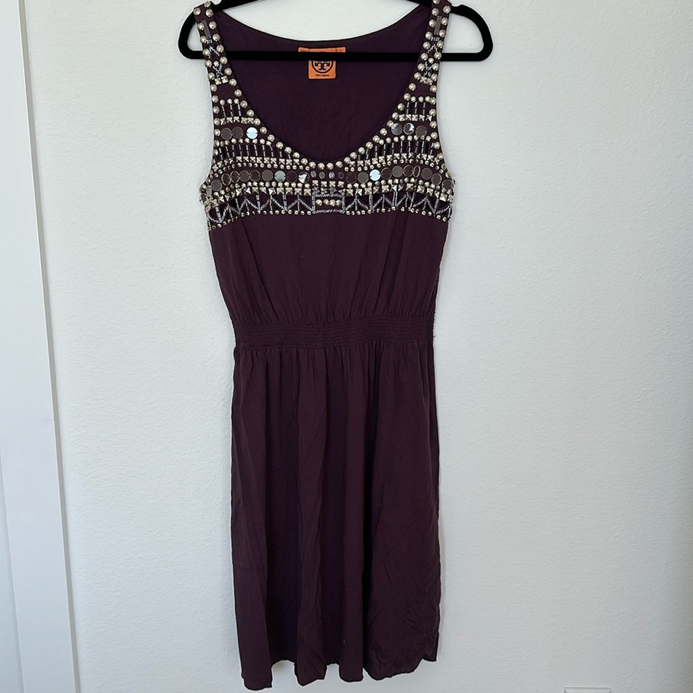 Tory Burch purple embroidered dress